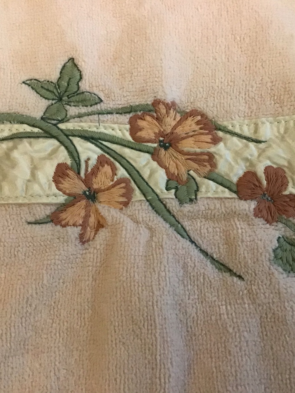 Vintage Saturday Night LTD satin and floral embroidered trim hand towel